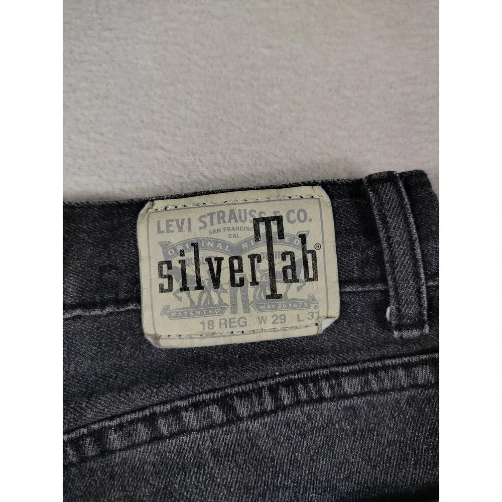 Levis SilverTab Stay Loose Jeans Youth 18 Gray Wide Leg Denim Adjustable Waist